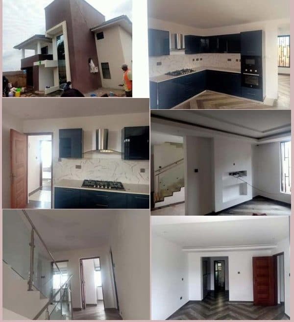 Finished kitchen and interior spaces in a residence